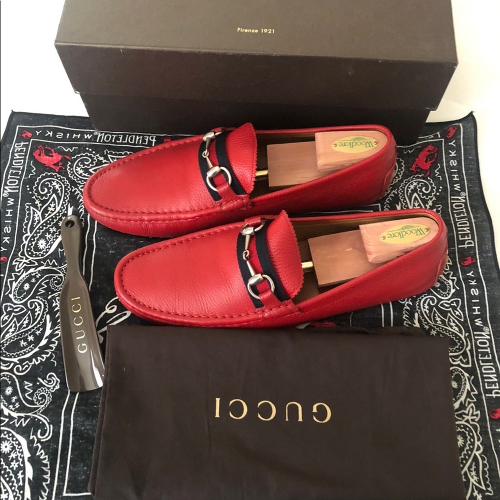 Red Gucci loafers size 10 European size 11 US - Picture 1 of 4